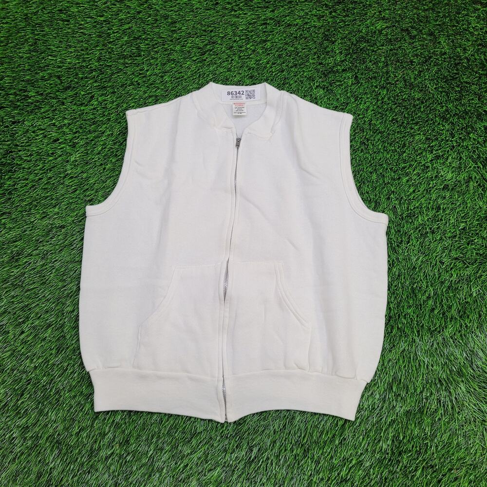 Vintage 80s Sportswear Fleece Vest Women XL 22x21 Boxy White